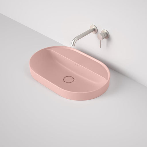 Caroma Liano II 600mm Pill Inset Basin with Tap Landing - Matte Pink (0 Tap Hole)