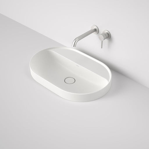 Caroma Liano II 600mm Pill Inset Basin with Tap Landing - Matte White (0 Tap Hole)