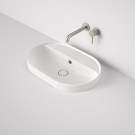 Caroma Liano II 600mm Pill Inset Basin with Tap Landing (0 Tap Hole) with Overflow - Matte White
