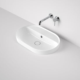 Caroma Liano II 600mm Pill Inset Basin with Tap Landing (0 Tap Hole) with Overflow - White