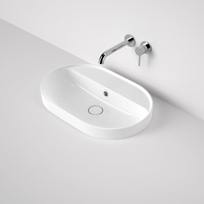 Caroma Liano II 600mm Pill Inset Basin with Tap Landing (0 Tap Hole) with Overflow - White