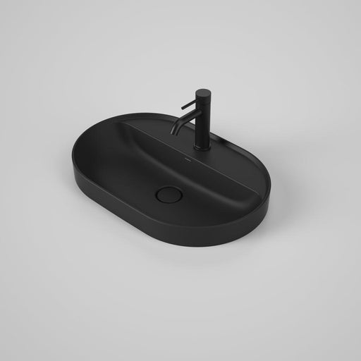 Caroma Liano II 600mm Pill Inset Basin with Tap Landing - Matte Black (1 Tap Hole)