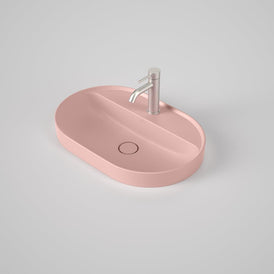Caroma Liano II 600mm Pill Inset Basin with Tap Landing - Matte Pink (1 Tap Hole)
