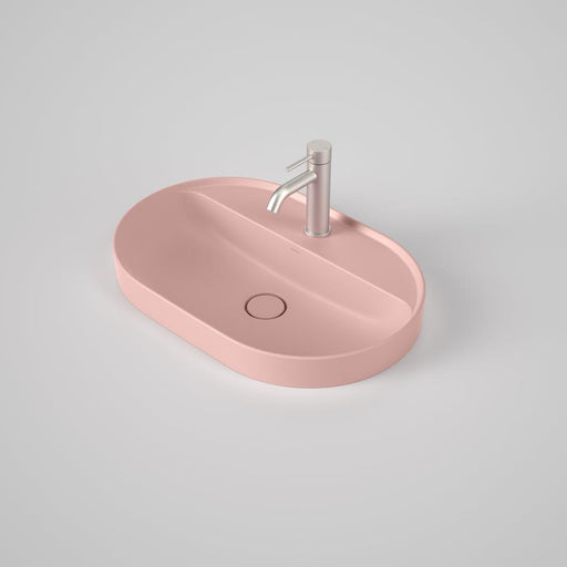 Caroma Liano II 600mm Pill Inset Basin with Tap Landing - Matte Pink (1 Tap Hole)