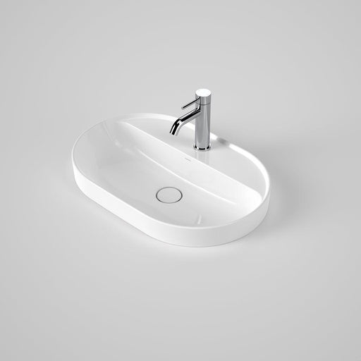 Caroma Liano II 600mm Pill Inset Basin with Tap Landing - White (1 Tap Hole)
