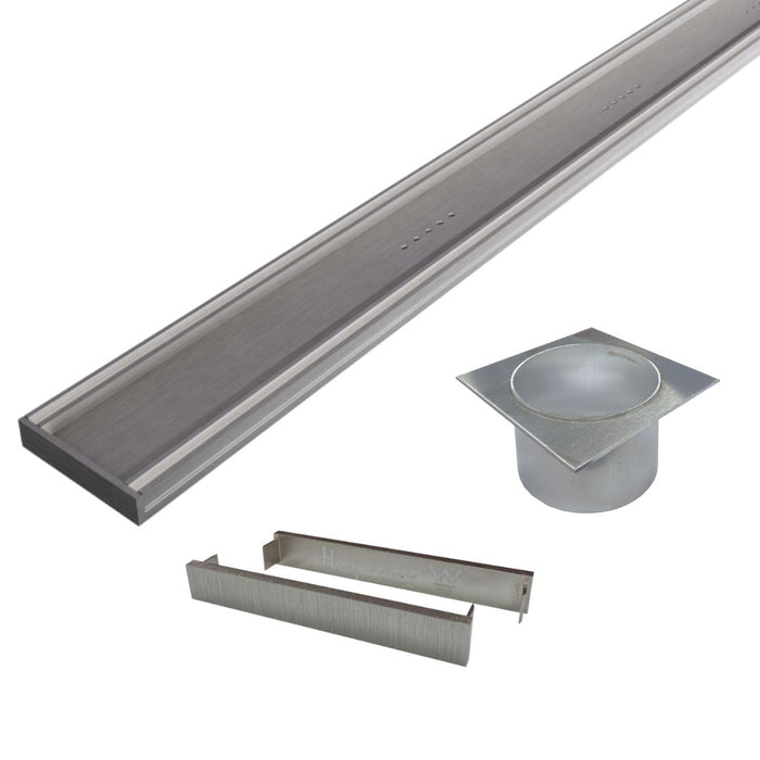 Hayman Aluminium Tile Insert Shower Grate Drain Kit - Brushed Nickel