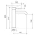Caroma Liano II Mid Tower Basin Mixer - Matte Black - Technical Drawing