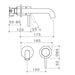 Caroma Liano II 175mm Wall Basin/Bath Mixer Twin Plate - Technical Drawing