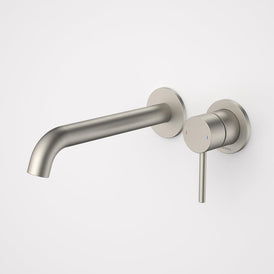 Caroma Liano II 210mm Wall Basin/Bath Mixer Twin Plate - Brushed Nickel