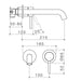 Caroma Liano II 210mm Wall Basin/Bath Mixer Twin Plate - Technical Drawing