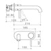 Caroma Liano II 210mm Wall Basin/Bath Mixer Single Plate - Brushed Bronze - Technical Drawing