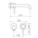 Caroma Liano II 210mm Wall Basin/Bath Twin Plate (Trim-Kit) - Brushed Bronze - Technical Drawing