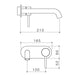 Caroma Liano II 210mm Wall Basin/Bath Single Plate (Trim-Kit) - Brushed Nickel - Technical Drawing