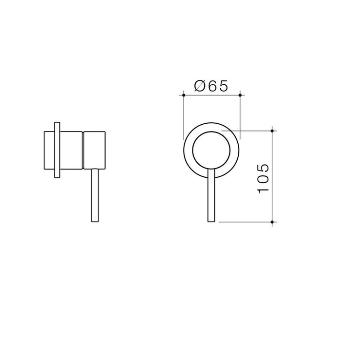 Caroma Liano II Bath/Shower Mixer (Trim-Kit) - Brushed Brass - Technical Drawing