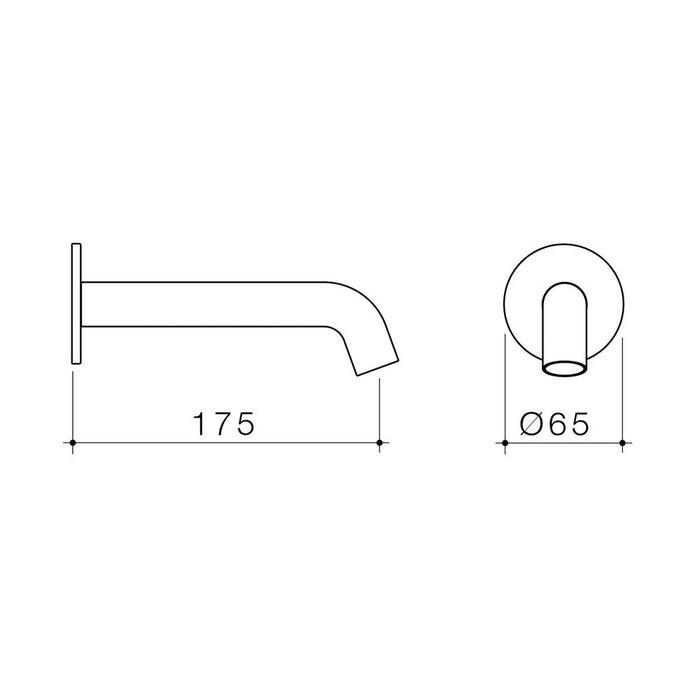 Caroma Liano II 175mm Basin/Bath Outlet - Brushed Bronze - Technical Drawing