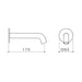 Caroma Liano II 175mm Basin/Bath Outlet - Brushed Bronze - Technical Drawing