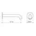 Caroma Liano II 210mm Basin/Bath Outlet - Gun Metal - Technical Drawing