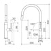Caroma Liano II Pull Out Sink Mixer - Matte Black - Technical Drawing