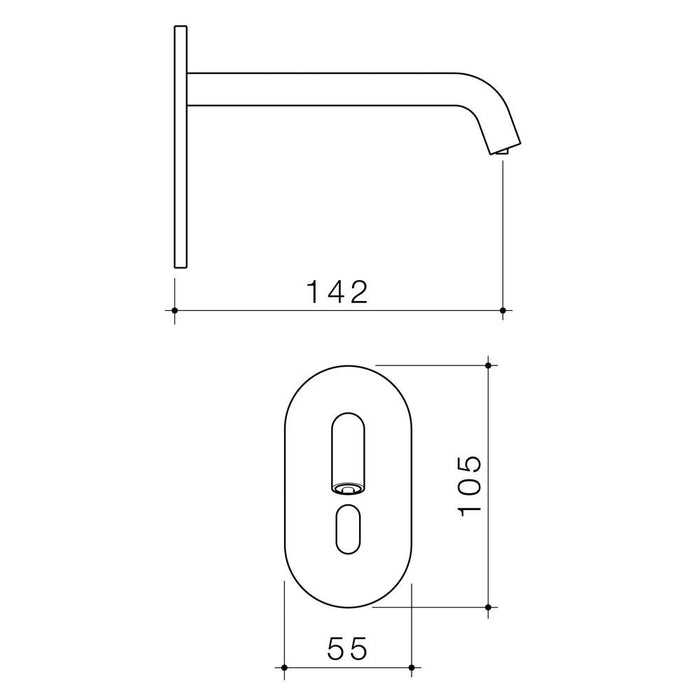 Caroma Liano II Sensor Wall Mounted Soap Dispenser Kit - Technical Drawing