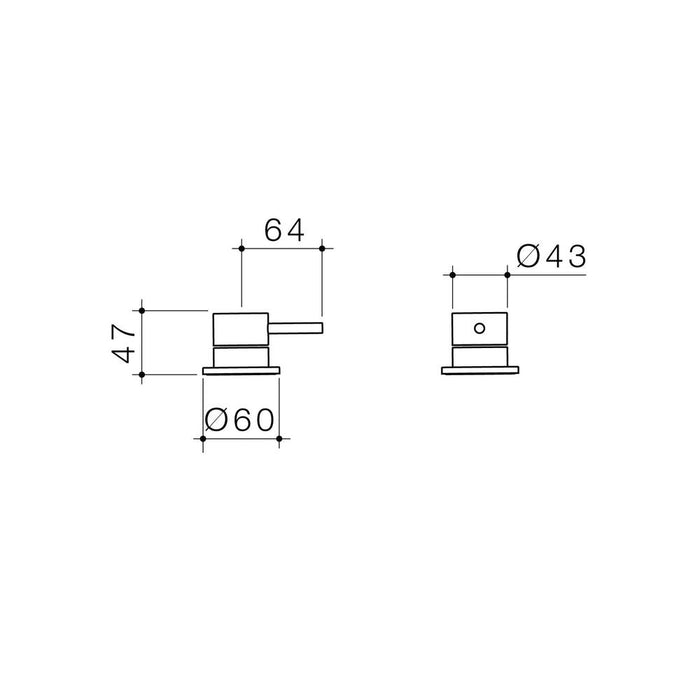 Caroma Liano II Hob Mixer (Trim-Kit) - Chrome - Technical Drawing