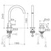 Caroma Liano II Hob Basin Mixer Set 160mm - Gun Metal - Technical Drawing