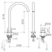 Caroma Liano II Hob Basin/Sink Mixer Set 200mm - Gun Metal - Technical Drawing