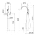Caroma Liano II Freestanding Bath Filler with Hand Shower - Technical Drawing