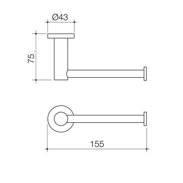 Caroma Liano II Toilet Roll Holder - Brushed Nickel - Technical Drawing