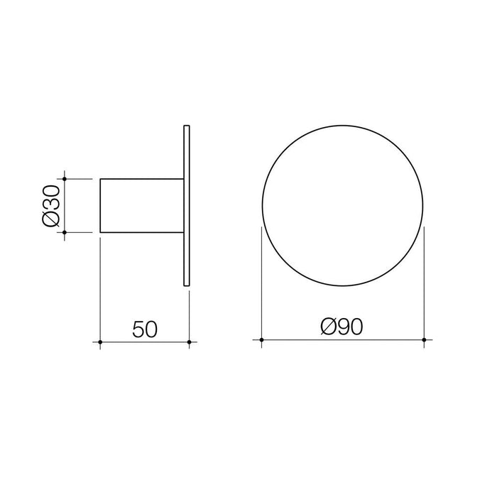 Caroma Liano II Wall Hook Large - Brushed Bronze - Technical Drawing