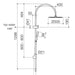 Caroma Liano II Rail Shower with Overhead - Black - Technical Drawing