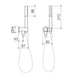 Caroma Liano II 3 Function Microphone Hand Shower - Brushed Bronze - Technical Drawing