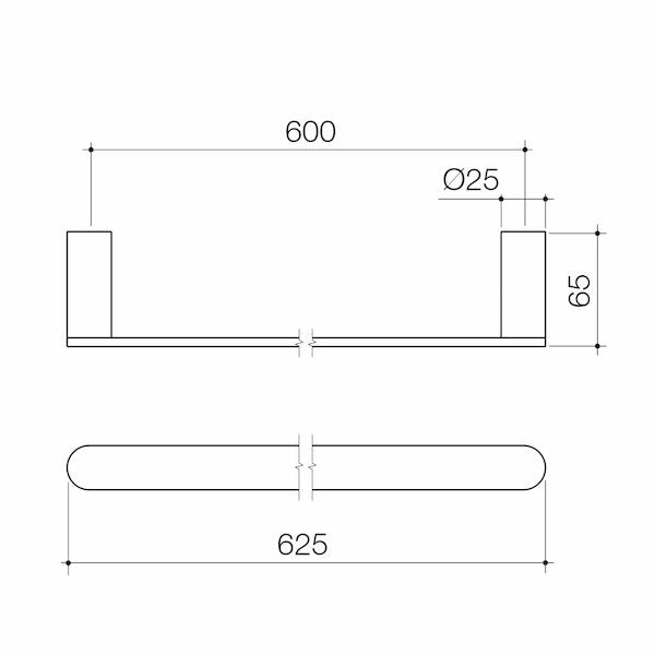 Caroma Urbane II 625mm Single Towel Rail – Brushed Nickel