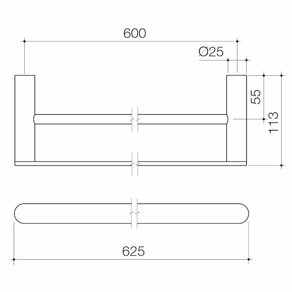 Caroma Urbane II 625mm Double Towel Rail – Brushed Nickel