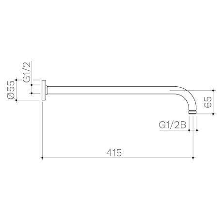 Caroma 	Urbane II 415mm Right Angled Shower Arm - Matte Black