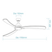 Martec Norfolk Aero DC 86″ Smart Ceiling Fan With WIFI Remote Control - Matt Black / Natural - Technical Drawing