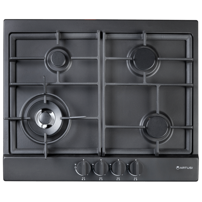 Artusi AGH65MB 60cm Gas Cooktop in Matte Black - front view
