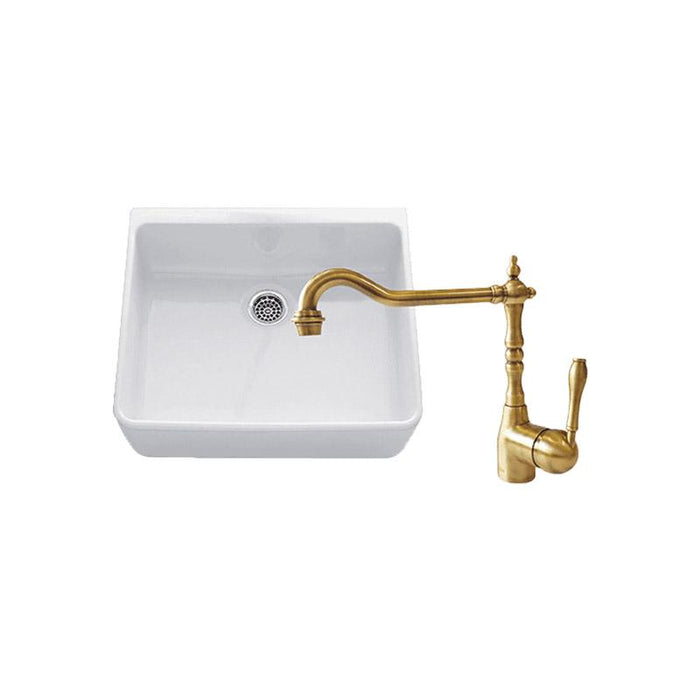 Abey Chambord Clotaire Small Single Bowl Sink & PALAIS Kitchen Mixer in Bronze-CLOTAIRE-1WTBR-blue-leaf-bathware