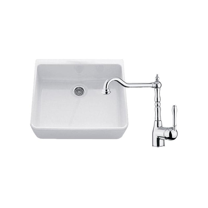 Abey Chambord Clotaire Small Single Bowl Sink & PALAIS Kitchen Mixer in Chrome-CLOTAIRE-1WT-blue-leaf-bathware