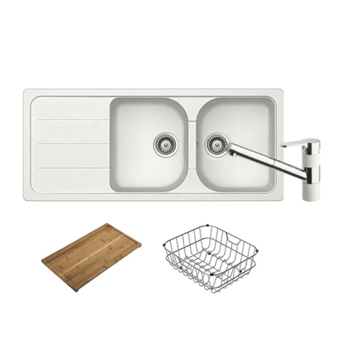 Abey Formhaus FD200 Sink Package with Pull Out Mixer - Alpina-FD200WT2-blue-leaf-bathware