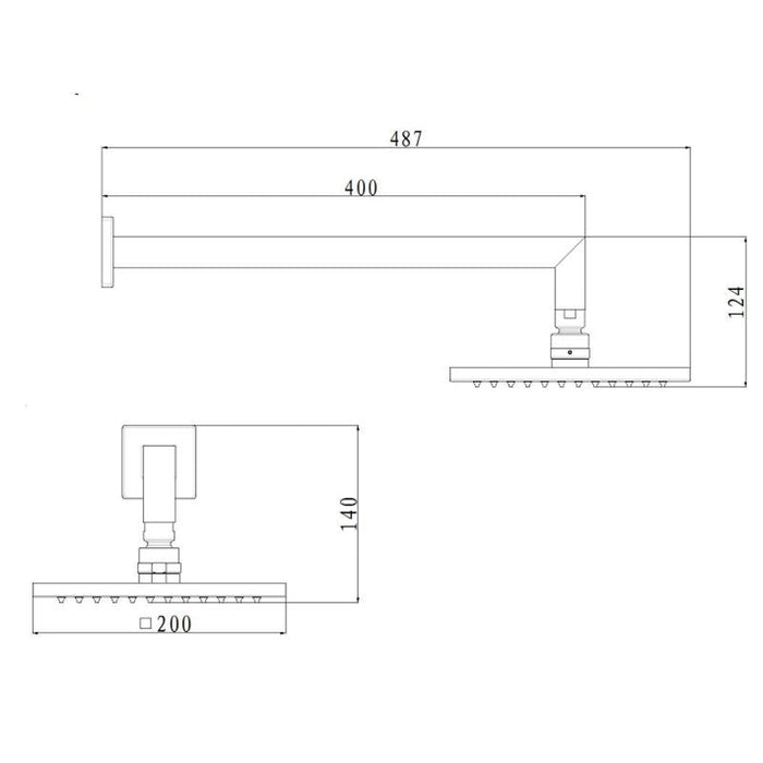 Abey Gareth Ashton Brass Horizontal Shower 200mm - Chrome-2SHSQ-blue-leaf-bathware