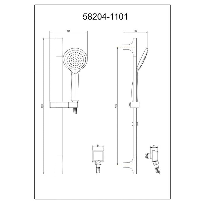 Abey Park Avenue Hand Shower On Rail - Gun Metal Grey-1SRA-GM-blue-leaf-bathware