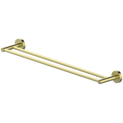 Abey Piccolo Mondo Double Towel Rail 760mm Brushed Brass-PDTR-BB-blue-leaf-bathware