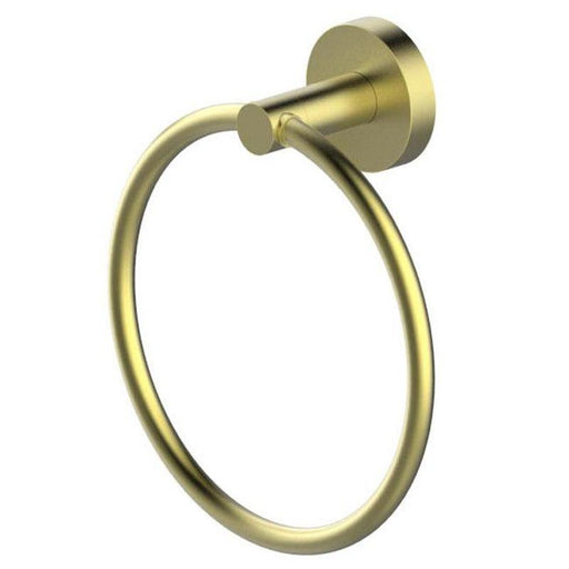 Abey Piccolo Mondo Towel Ring Brushed Brass-PTR-BB-blue-leaf-bathware