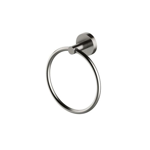 Abey Piccolo Mondo Towel Ring Brushed Nickel-PTR-BN-blue-leaf-bathware