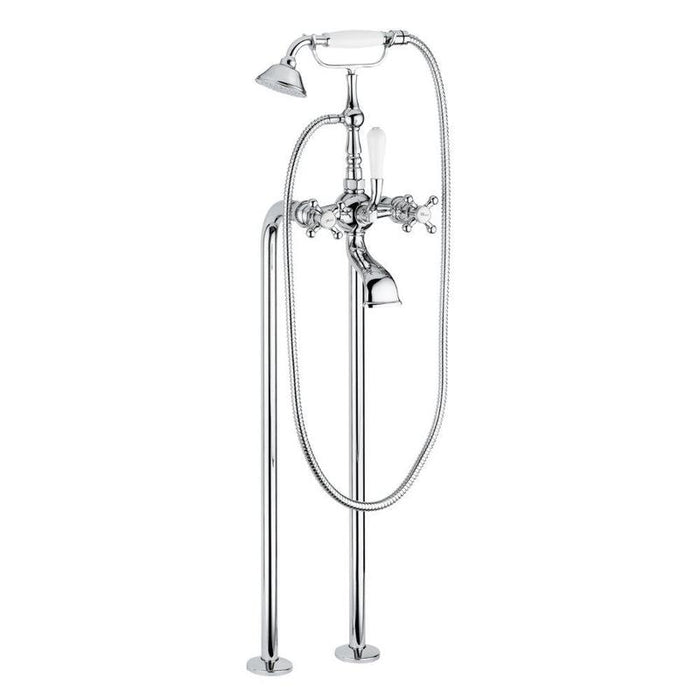 Abey Provincial Floor Mounted Bath Filler Chrome-700007-blue-leaf-bathware