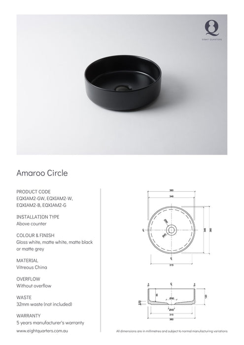 Eight Quarters Amaroo Circle Specifications