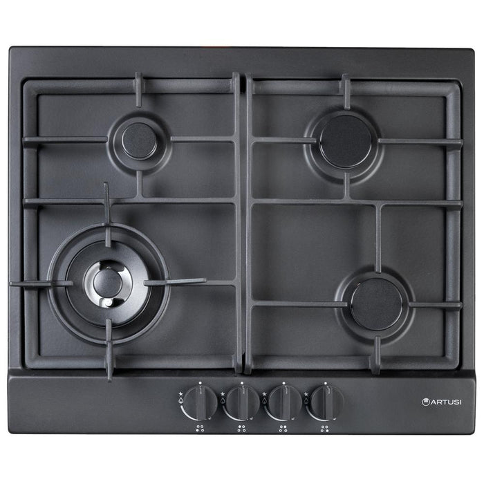 Artusi AGH65MB 60cm Gas Cooktop in Matte Black - front view