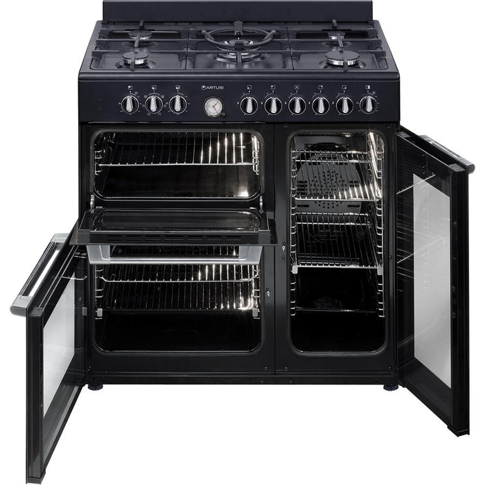 Artusi 90cm Freestanding Range Cooker - Matt Black - Image 3