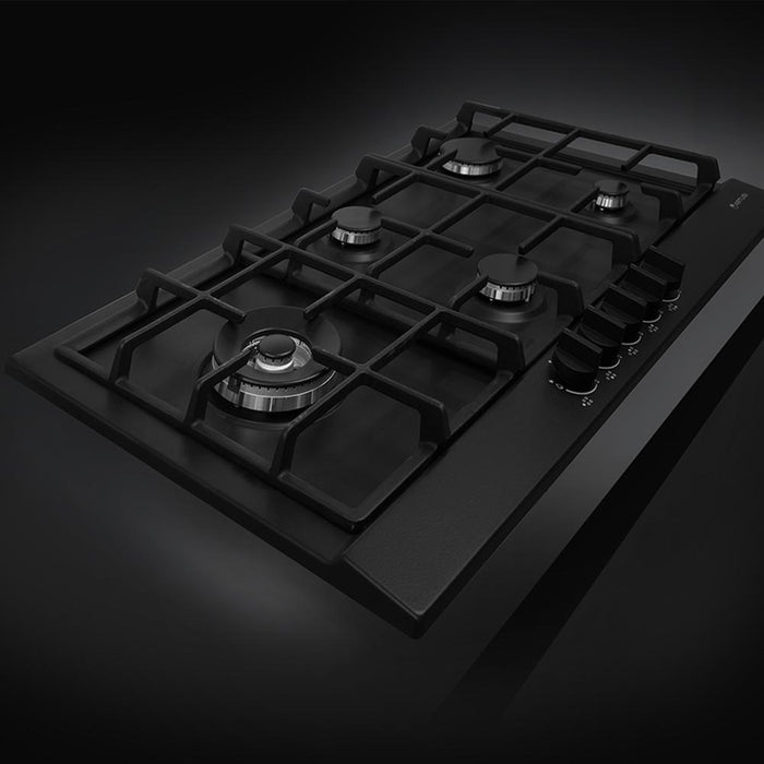 Artusi AGH91MB 90cm Gas Cooktop in Matte Black - set angle