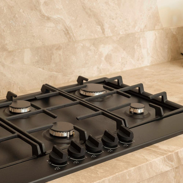 Artusi AGH91MB 90cm Gas Cooktop in Matte Black - lifestyle installed